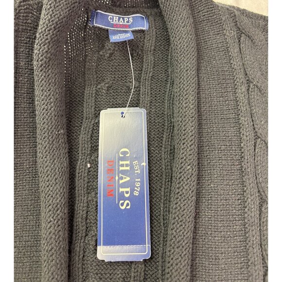 Chaps Denim Womens Black Cable Knit Open Front Cardigan Vest Size L New - Picture 4 of 5